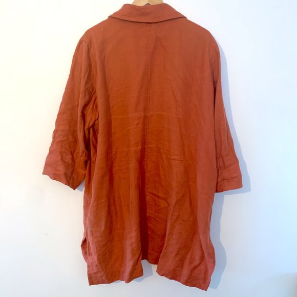 Linen  Duster - Eileen Fisher - Rust Orange - Picture 4 of 7